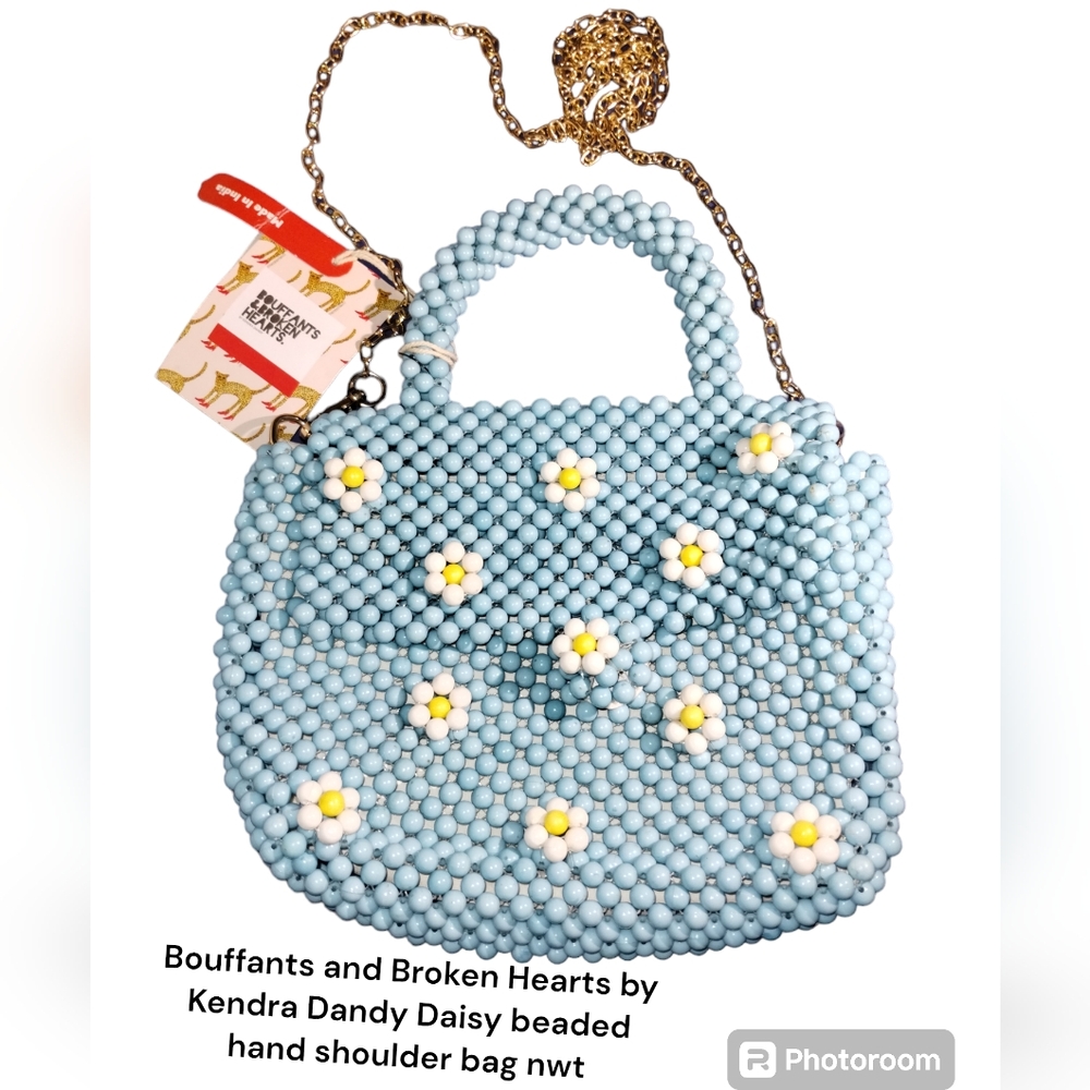 Bouffants & Broken Hearts Daisy Floral Hand Bag blue Nwt
